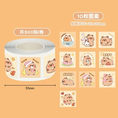 Cuộn 300 Sticker Capybara & Panda HynBee - Dễ Dàng Trang Trí Sổ Tay, Bullet Journal, Siêu Đáng Yêu, Giá 12.990₫
