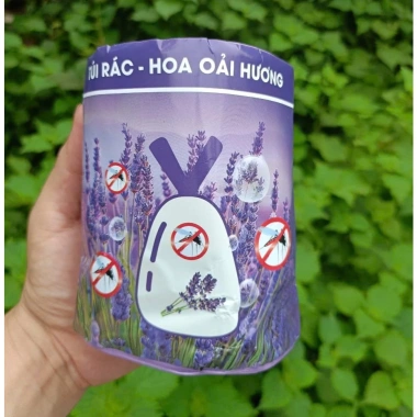 Cuộn 50 túi rác Lavender siêu dai có dây rút, đuổi ruồi muỗi côn trùng, 21.000₫