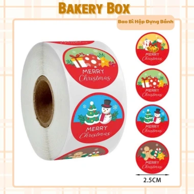 Cuộn 500 Tem Thank You Noel - Merry Christmas, Niêm Phong Hộp Quà, 19.000₫