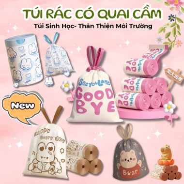 Cuộn 60 Túi đựng rác quai cầm phân hủy môi trường - Nhiều mẫu, giá chỉ 29.800₫