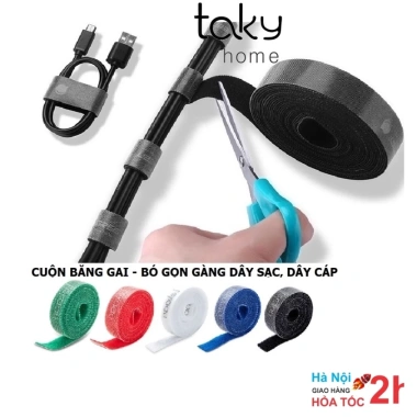 Cuộn Băng Gai TakyHome Dán 2 Mặt Cố Định Dây Sạc Cáp Điện Gọn Gàng Có Thể Tái Sử Dụng Tiện Dụng 5.677