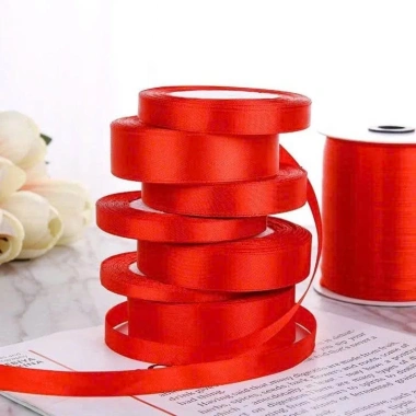 Cuộn dây ruy băng satin đỏ 22m, phân dài 1-2-4 - Decor quà tặng, giá 25.000 8
