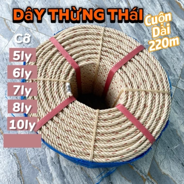 Cuộn Dây Thừng Thái 220m Đa Năng - Dùng Buột Hàng, Buột Ghe, Bô Thái Chắc Chắn