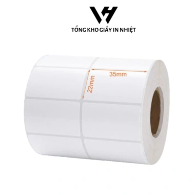 Cuộn in mã vạch tem nhiệt VHTECH 72x22mm, giấy 35x22mm, 2 tem/hàng - Giá 19.900₫
