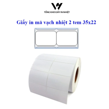 Cuộn in mã vạch tem nhiệt VHTECH 72x22mm, giấy 35x22mm, 2 tem/hàng - Giá 19.900₫