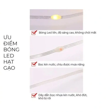Cuộn LED hạt gạo 30M/100M đa chế độ nháy, IP65 chống nước, trang trí Noel Tết, giá 118k 7