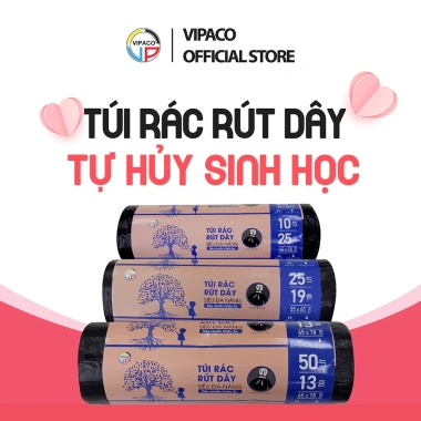 Cuộn Túi Rác Rút Dây Tự Hủy Sinh Học Vipaco 10L Đen - Giá 27.000đ, Tiết kiệm, bảo vệ môi trường 8