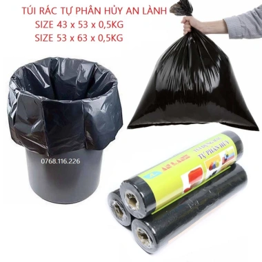 Cuộn Túi Rác Tự Phân Hủy An Lành 0.5kg – Giảm Đặc Biệt, Bảo Vệ Môi Trường