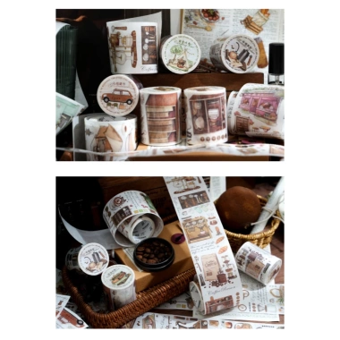 Cuộn Washi Tone Nâu Cổ Điển – Dán Sổ Bullet Journal & Scrapbook, Phù Hợp Tiệm Hoa, Thư Viện, Dã Ngoại Glamping – 27.000₫ 6