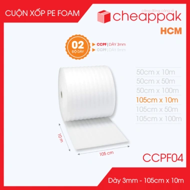 Cuộn xốp PE Foam 10m dày 3mm, nhiều khổ, chống sốc, gói hàng - Giá 22.040 VND