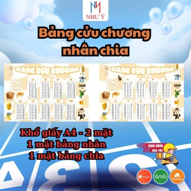 Cửu Chương Nhân Chia 2 Mặt A4 Bảng Toán Bé Dễ Thương In Màu Hoạt Hình Học Thuộc Nhanh 7 Cửu Chương Nhân Chia 2 Mặt A4 Bảng Toán Bé Dễ Thương In Màu Hoạt Hình Học Thuộc Nhanh 7