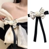 Cuy Camellia Ngọc Trai, Ruy Băng Nơ Thắt Thổ Cẩm, Pin Preppy – Kẹp Đồng Phục Sinh Viên, Giá 77.660₫