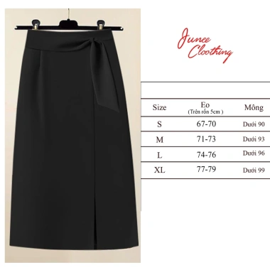 CV33 Chân váy công sở A dài 70cm xẻ trước, nơ cách điệu - Giá ưu đãi 149k 3
