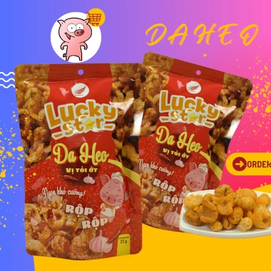 Da heo chiên giòn Lucky Star 25g - Cháy Tỏi Ớt Mắm Hành, ăn vặt giòn rụm, giá 15.439 VND 5