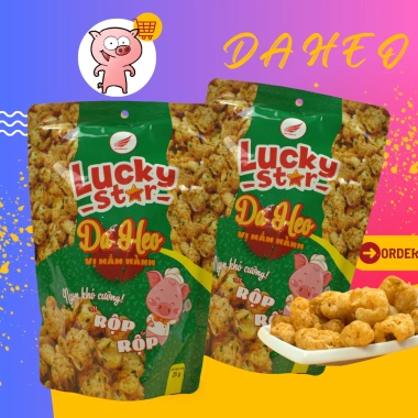 Da heo chiên giòn Lucky Star 25g - Cháy Tỏi Ớt Mắm Hành, ăn vặt giòn rụm, giá 15.439 VND 6