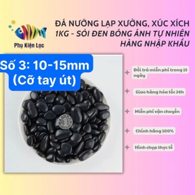 Đá nướng lạp xưởng 1kg & xúc xích - Sỏi Đen bóng ánh tự nhiên nhập khẩu, giá chỉ 39.000