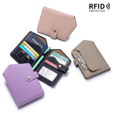 Da Thật Siêu Mỏng Đa Năng Hộ Chiếu và Túi Tài Liệu - Khe Cắm Thẻ, Giá Đỡ Vé, RFID Chống Trộm - 319.541 VND 2