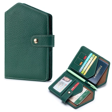 Da Thật Siêu Mỏng Đa Năng Hộ Chiếu và Túi Tài Liệu - Khe Cắm Thẻ, Giá Đỡ Vé, RFID Chống Trộm - 319.541 VND 9