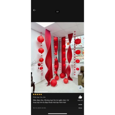 Dải Bươm Đỏ Treo Tường 3m – Giá Rẻ 13k, Dễ Lắp Đặt, Trang Trí Nội Thất Đẹp 4