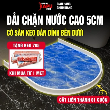 Dải chặn nước cao 5cm tiện lợi cho nhà tắm, nhà vệ sinh, chỗ rửa tay - Giá chỉ 37.000, chống lũ lụt vào nhà