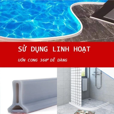 Dải chặn nước cao 5cm tiện lợi cho nhà tắm, nhà vệ sinh, chỗ rửa tay - Giá chỉ 37.000, chống lũ lụt vào nhà 6 Dải chặn nước cao 5cm tiện lợi cho nhà tắm, nhà vệ sinh, chỗ rửa tay - Giá chỉ 37.000, chống lũ lụt vào nhà 6