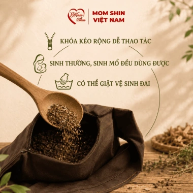 Đai chườm bụng MOM SHIN - Vải dày chịu nhiệt, dùng với muối thảo dược, giá 60.000 VND