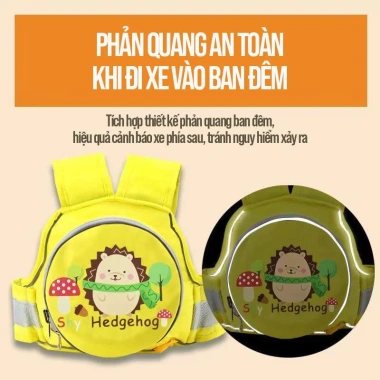 Đai Đi Xe Máy An Toàn Cho Bé 1-10 Tuổi Vải Thoáng Khí Dày Dặn Chống Ngã và Balo 4
