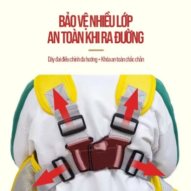 Đai Đi Xe Máy An Toàn Cho Bé 1-10 Tuổi Vải Thoáng Khí Dày Dặn Chống Ngã và Balo 6