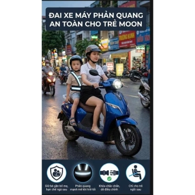 Đai đi xe máy balo phản quang, dây đai an toàn thoáng khí cho bé 1-10 tuổi ngồi trước - 52.938₫ 2