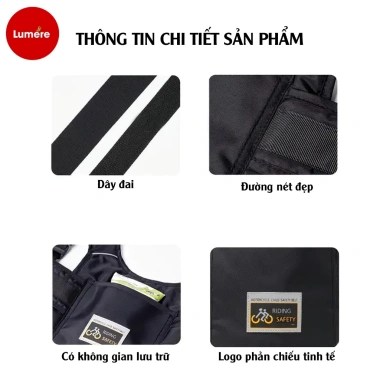 Đai đi xe máy LUMERE trẻ 2-12 tuổi - dải phản quang, túi đựng đồ, đệm lưới thoáng khí, giảm giá 158k