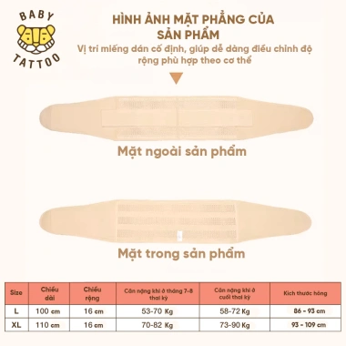 Đai Định Hình Khung Xương Chậu BABY TATTOO Co Dãn, Tiện Lợi, Thoáng Khí Cho Mẹ Bầu 8