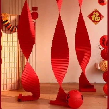 Dải Giấy Đỏ Xếp Nếp Trang Trí Tết Truyền Thống - Decor Xuân May Mắn Backdrop Sự Kiện Giá 29.000đ