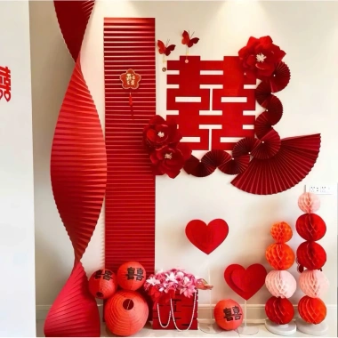 Dải giấy xếp gấp đỏ 30cm x 3m – Trang trí Tết, sự kiện, Trung Thu, background chụp ảnh, giá ưu đãi 35.000₫ 6
