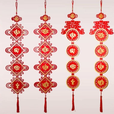 Dải liễng câu đối đỏ 113x24cm Tết 2.025 - Tài lộc, may mắn, kèm đèn LED, chỉ 17.000₫
