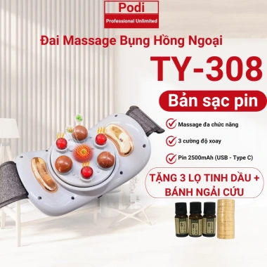 Đai Massage Bụng Bi Đá + Hồng Ngoại, Giảm Mỡ, Đau Cổ Vai Gáy Lưng - Podi92 895k