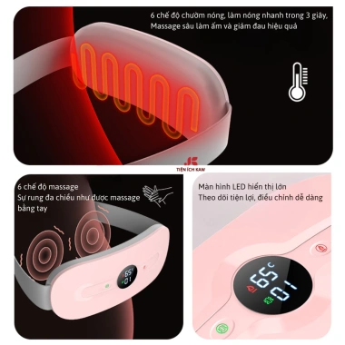 Đai Massage Chườm Nóng Giảm Đau Bụng Kinh KAW 6 Chế Độ LED Sạc Dây Giá 303.050₫