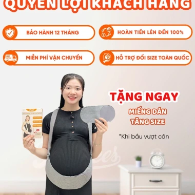 Đai nâng đỡ bụng bầu PEEWEES cao cấp màu xám - giảm đau lưng, ngăn rạn bụng, vải co giãn siêu mềm, hỗ trợ đổi size 2