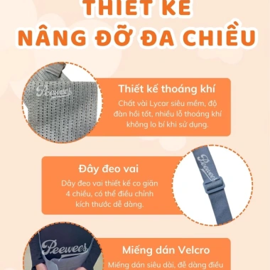 Đai nâng đỡ bụng bầu PEEWEES cao cấp màu xám - giảm đau lưng, ngăn rạn bụng, vải co giãn siêu mềm, hỗ trợ đổi size 10