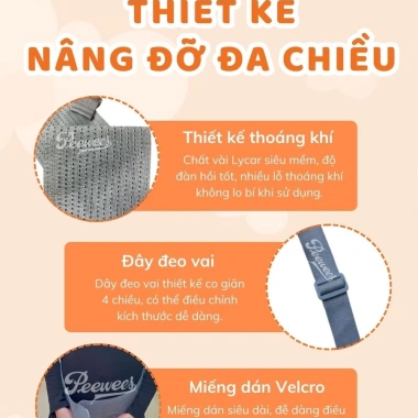 Đai nâng đỡ bụng bầu PeeWees giảm đau lưng, ngăn rạn bụng, vải co giãn mềm, đổi size 2