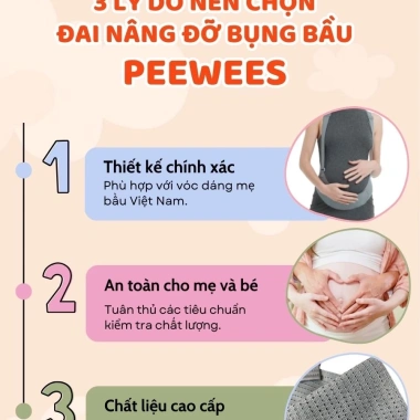 Đai nâng đỡ bụng bầu PeeWees giảm đau lưng, ngăn rạn bụng, vải co giãn mềm, đổi size 6