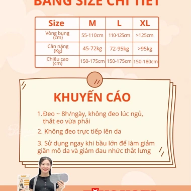 Đai nâng đỡ bụng bầu PeeWees giảm đau lưng, ngăn rạn bụng, vải co giãn mềm, đổi size 8