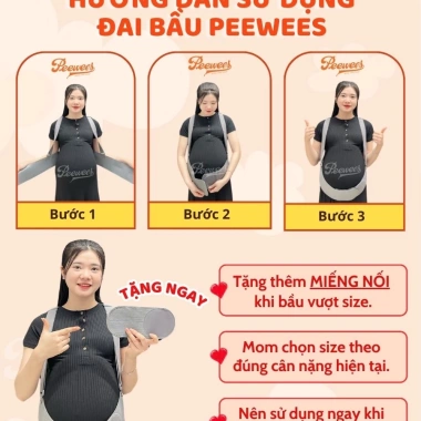 Đai nâng đỡ bụng bầu PeeWees giảm đau lưng, ngăn rạn bụng, vải co giãn mềm, đổi size 9
