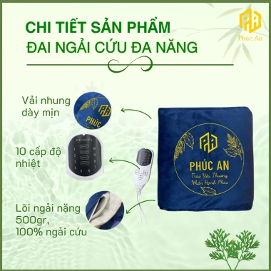 Đai Ngải Cứu Điện Đa Năng Phúc An - Giảm Mệt Mỏi, Ngủ Ngon Sâu, Chăm Sóc Cơ Thể 499k