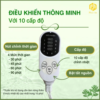 Đai Ngải Cứu Điện Đa Năng Phúc An - Giảm Mệt Mỏi, Ngủ Ngon Sâu, Chăm Sóc Cơ Thể 499k