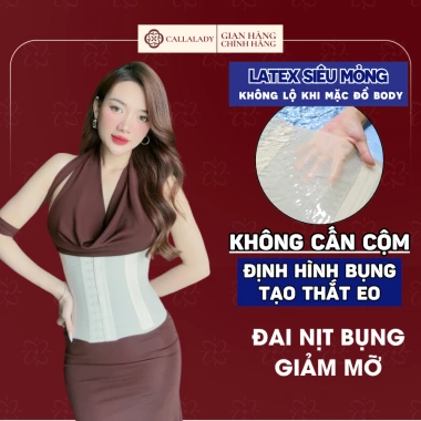 Đai nịt bụng Callalady latex giảm mỡ sau sinh định hình eo chống cuộn siêu mỏng DDK