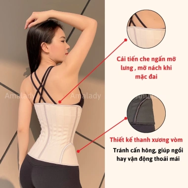 Đai Nịt Bụng Giảm Mỡ 19 Xương Đặc - Latex Siết Eo, Che Lưng, Tặng Nởi + Lót
