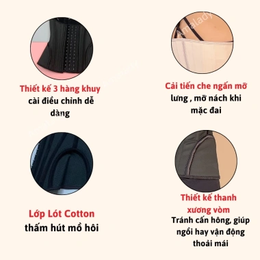 Đai Nịt Bụng Giảm Mỡ 19 Xương Đặc - Latex Siết Eo, Che Lưng, Tặng Nởi + Lót