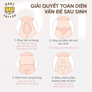 Đai Nịt Bụng Sau Sinh BABY TATTOO 3 Đai - Dành Cho Mẹ Sinh Mổ, Định Hình Vòng Đùi, Nâng Đỡ Cơ Bụng, Giảm Giá 571.5k tới 450k 3