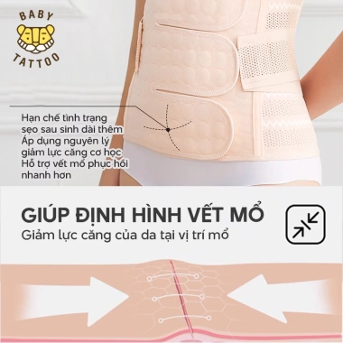 Đai Nịt Bụng Sau Sinh BABY TATTOO 3 Đai - Dành Cho Mẹ Sinh Mổ, Định Hình Vòng Đùi, Nâng Đỡ Cơ Bụng, Giảm Giá 571.5k tới 450k 5