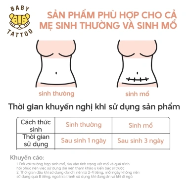 Đai Nịt Bụng Sau Sinh BABY TATTOO 3 Đai - Dành Cho Mẹ Sinh Mổ, Định Hình Vòng Đùi, Nâng Đỡ Cơ Bụng, Giảm Giá 571.5k tới 450k 8